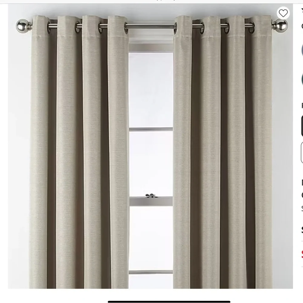 Liz Claiborne Pair of Tan Curtains with Metal Grommets